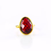 Large Garnet Teardrop Oval Ring