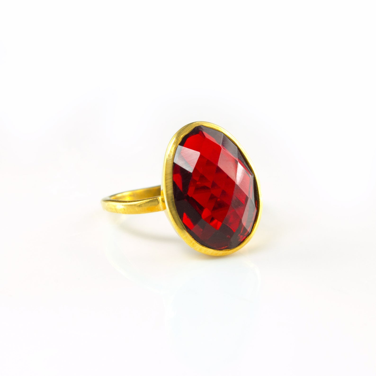 Large Garnet Teardrop Oval Ring