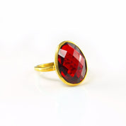 Large Garnet Teardrop Oval Ring