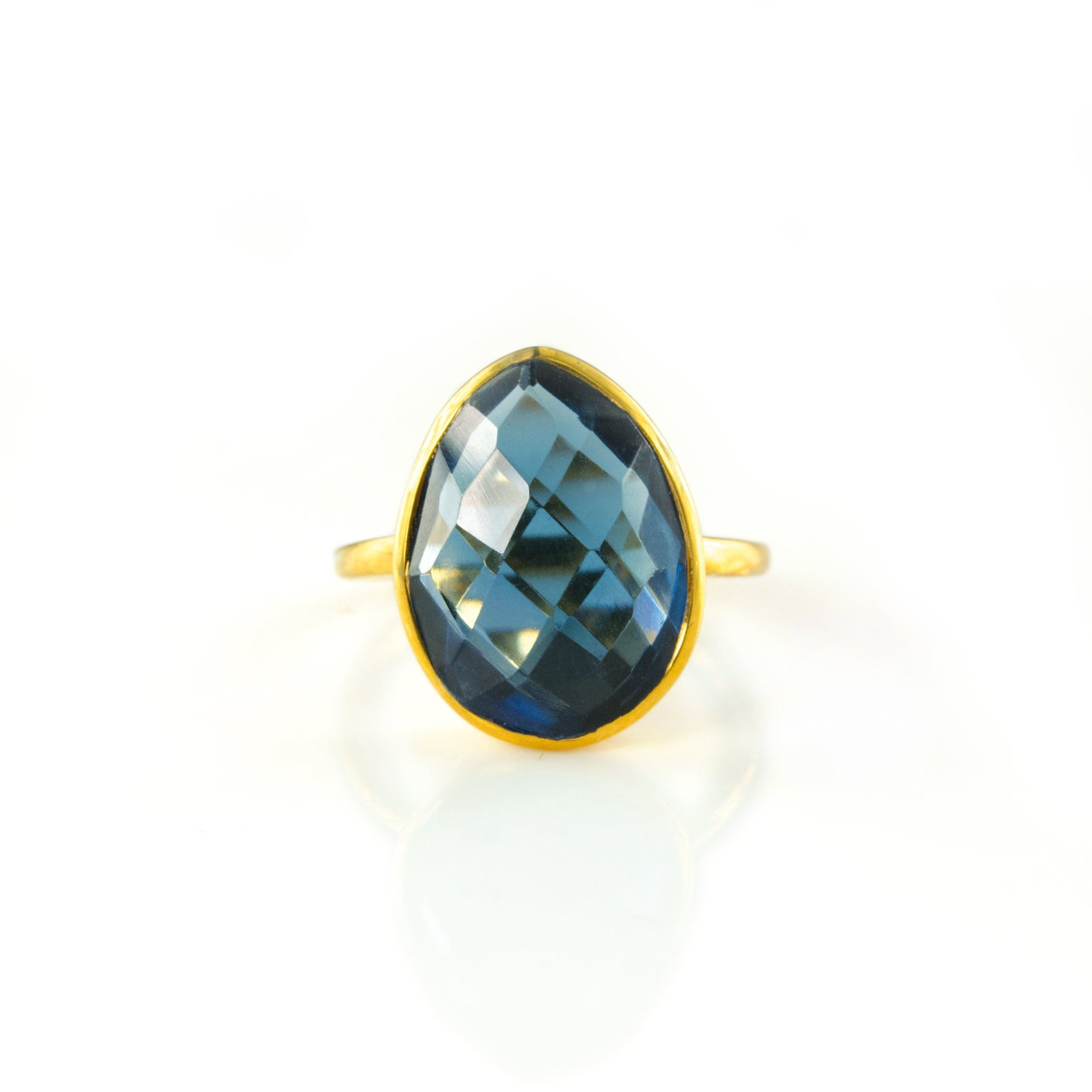 Large Kyanite Teardrop Oval Ring