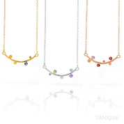 Curved Bar Necklace with Birthstones Sterling Silver, Rose Gold, Gold, Family Tree Christmas Gift for Grandmother, Stocking Stuffer Necklace for Mom