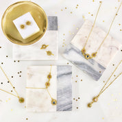 Sun Burst Necklace, Birthstone Sunshine Vertical Connector Pendant [3+5mm]