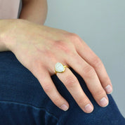 Rough Cut Rainbow Moonstone Ring