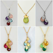 Family Necklace, Flying Momma Bird with Baby Birds and Birthstones