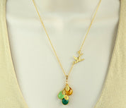 Family Necklace, Flying Momma Bird with Baby Birds and Birthstones