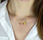 Personalized April Birthstone & Initial Charm Necklace, 925 Sterling Silver, 18k Vermeil Gold, Custom Clear Quartz Gem Station Necklace, Minimalist Gemstone Necklace, Christmas Gift for Women, Girls