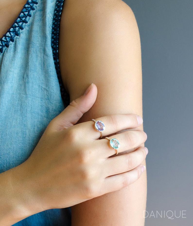 Blue Topaz jewelry, Oval blue gemstone ring, December birthstone, London Blue Topaz, Bezel set oval ring, 18k gold vermeil, Sterling silver Topaz ring, Light blue ring, Gift for her, Topaz Quartz ring