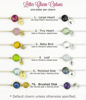 Personalized August Birthstone & Initial Charm Necklace, 925 Sterling Silver, 18k Vermeil Gold, Custom Peridot Quartz Gem Station Necklace, Minimalist Gemstone Necklace, Christmas Gift for Women Girls