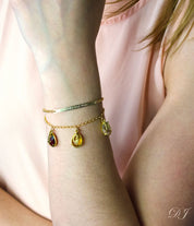 Mother's Birthstone Bracelet with Script Letter Charms