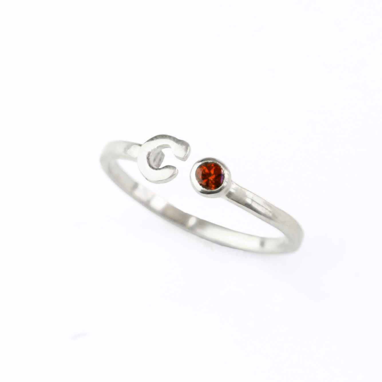 Adjustable Initial & Birthstone Ring