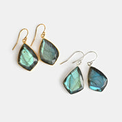 Natural Blue and Green Labradorite Boho Statement Earrings