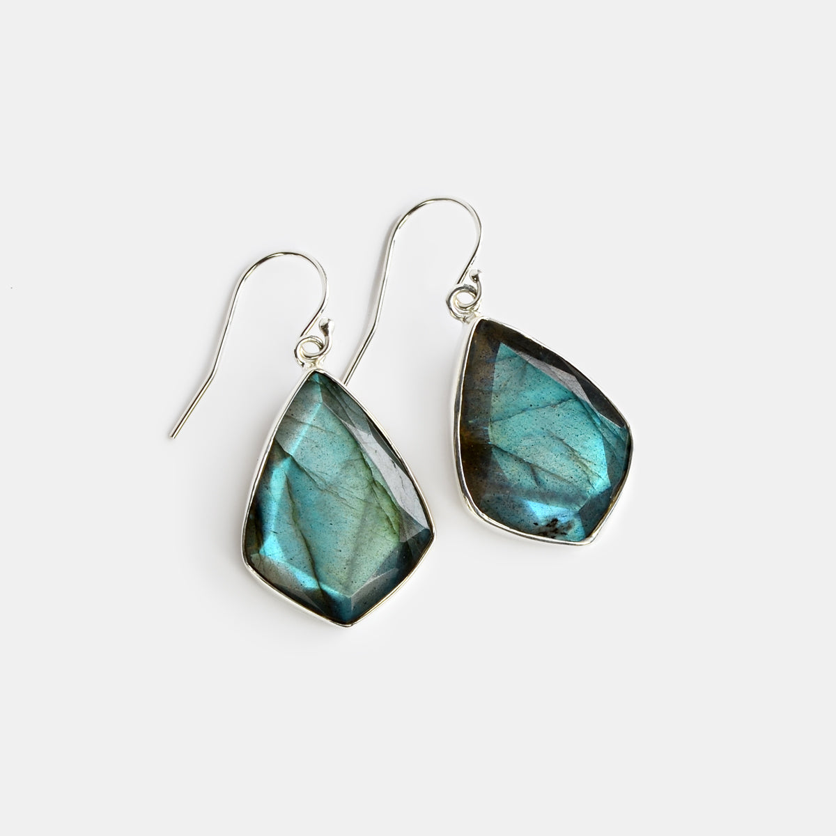 Natural Blue and Green Labradorite Boho Statement Earrings
