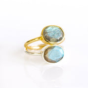 oval stacking rings with labradorite gemstone in sterling silver and gold plated birthstone rings, gemstone rings stack ring stackable rings bezel set bezel setting