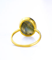 Labradorite Teardrop Oval Ring