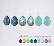 Faceted Labradorite Teardrop Bezel Set Earrings