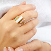 Custom Mother's Birthstone Adira Bar Ring Set, Mixed Sizes Vertical Gemstone Bar Stacking Rings, Silver, Gold Vermeil Ring Set, Christmas Gift for Mom