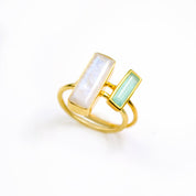 Custom Mother's Birthstone Adira Bar Ring Set, Mixed Sizes Vertical Gemstone Bar Stacking Rings, Silver, Gold Vermeil Ring Set, Christmas Gift for Mom