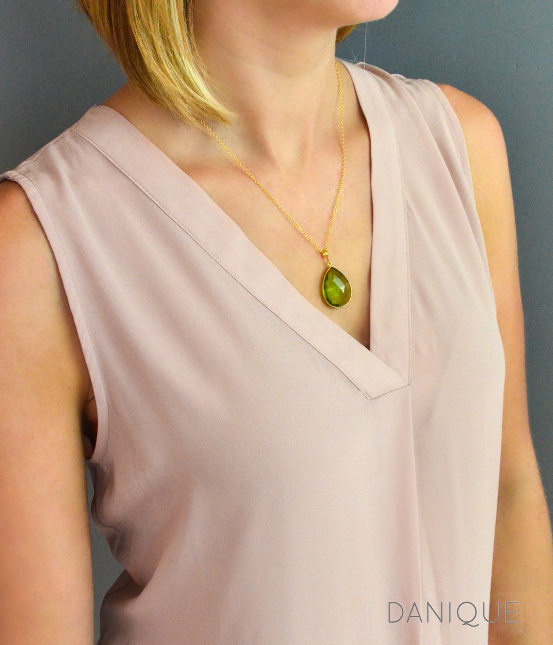 Large Natural Teardrop Necklace, Vermeil Gold or Sterling Silver bezel set necklace - Large Gemstone necklace