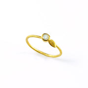 One custom engraved leaf initial birthstone dainty stacking ring. Get all of your kids initials and stack together or wear separately. 
