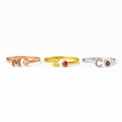 Adjustable Initial & Birthstone Ring