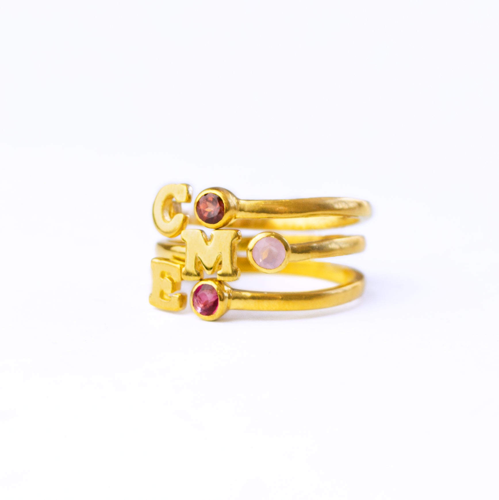 Adjustable Initial & Birthstone Ring