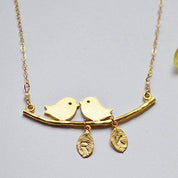 Personalized Lovebirds branch necklace