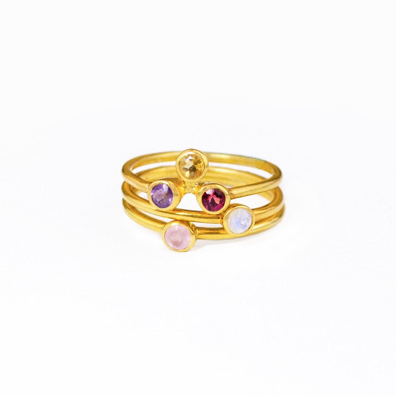 gift for mom of 3, vermeil gold, stacking rings