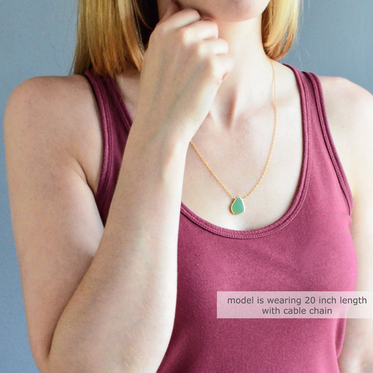 Natural Chrysoprase Slice Necklace with Organic Profile