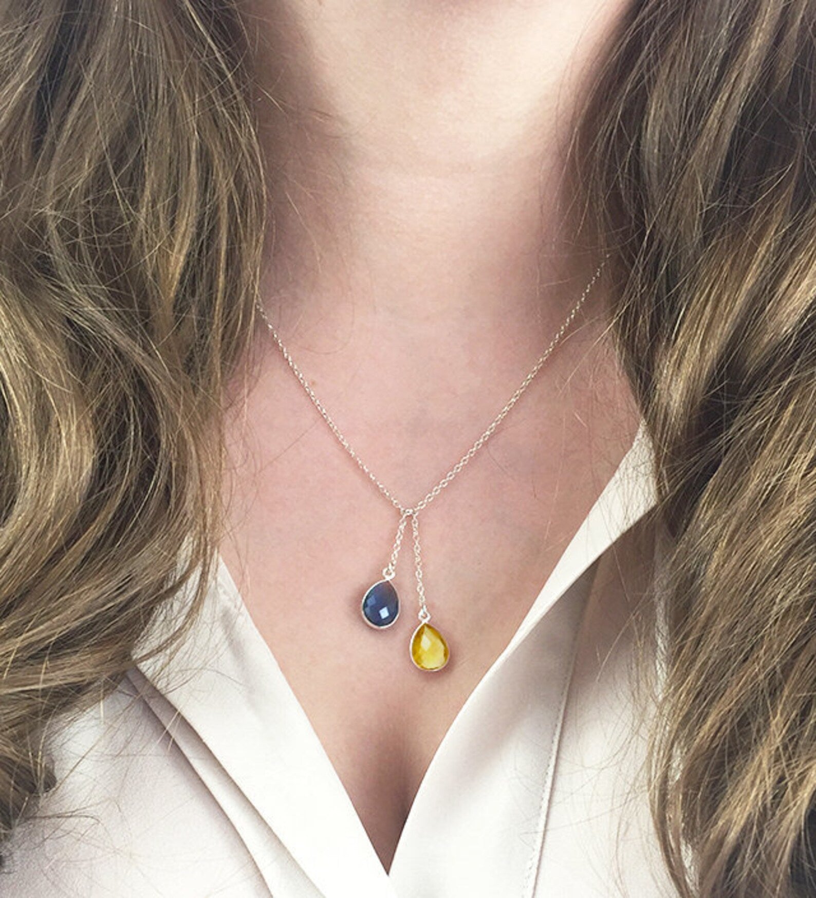 Ukraine Necklace Fundraiser Lariat Birthstone Necklace