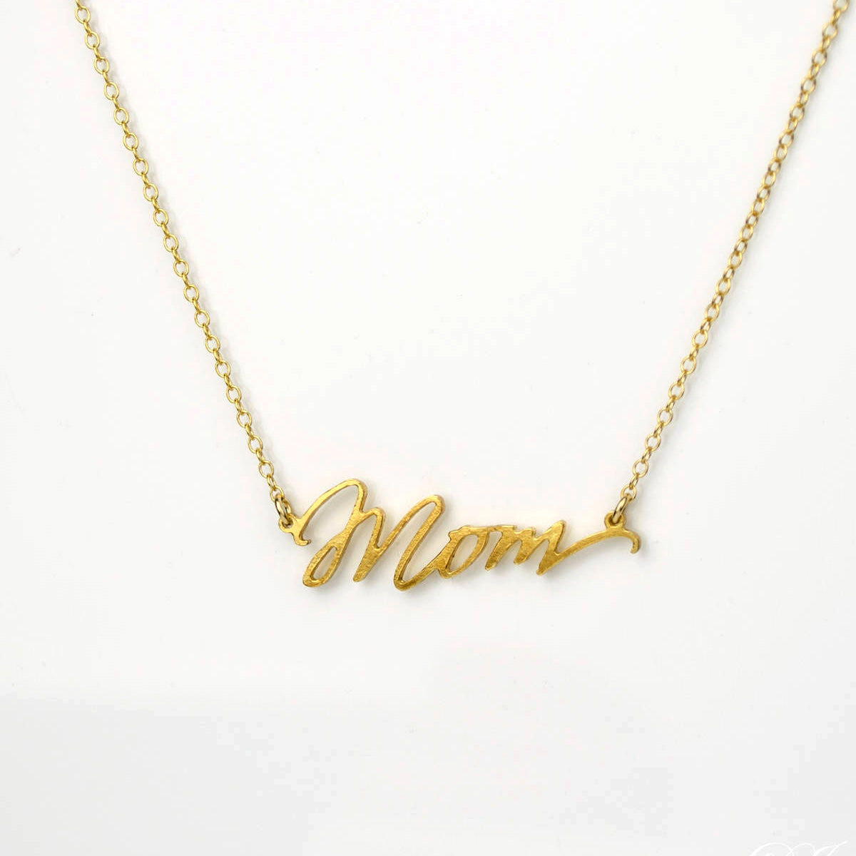 Mom Word Necklace with Tiny Kid's Birthstone Pendants