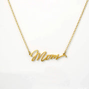 Mom Word Necklace with Tiny Kid's Birthstone Pendants