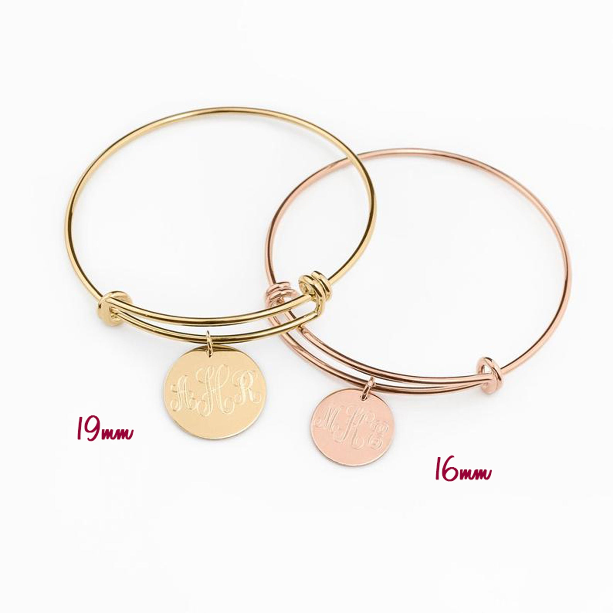 Personalized Monogram Bangle bracelet - Disk bangle