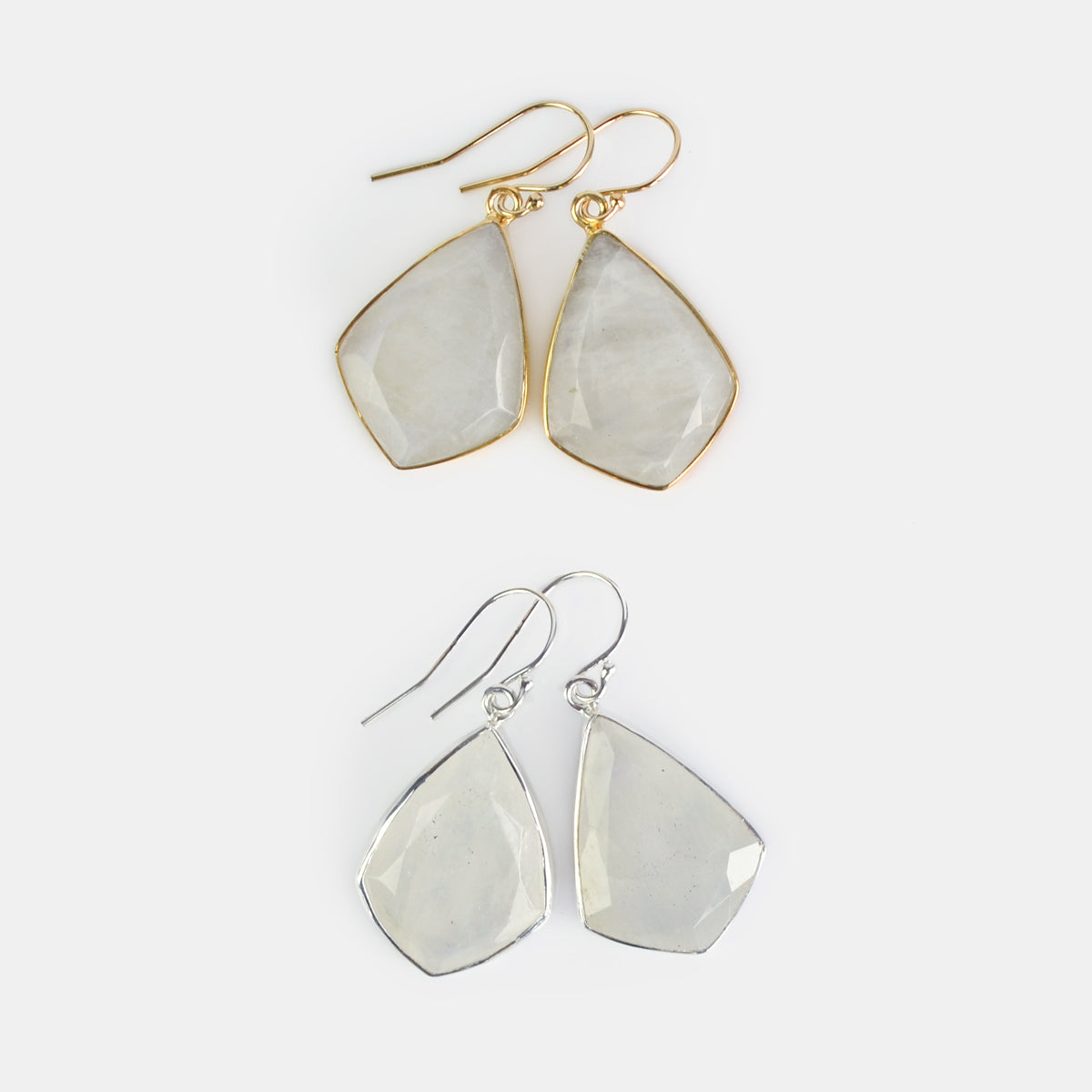 Natural Grey Moonstone Statement Earrings