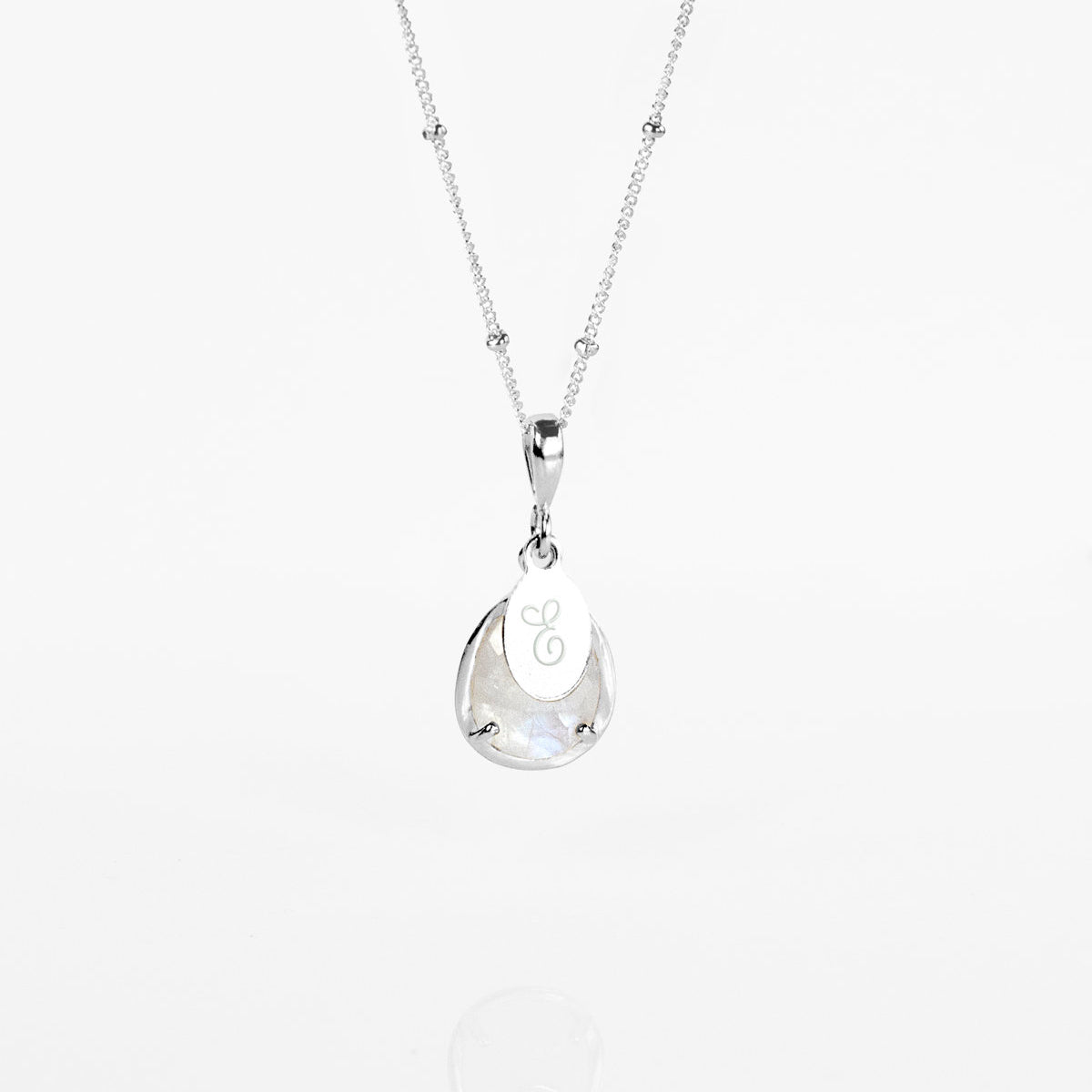 June Birthstone & Name Necklace : Rainbow Moonstone