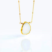 Natural Moonstone Slice Necklace with Organic Profile