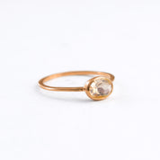 rose gold morganite ring shown on white background. stackable! Stacking rings, bezel set, small oval, tiny oval, dainty oval, birthstone rings, sterling silver stamp, birthstone ring, birthstone jewelry
