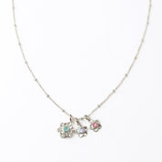 Bloom Birthstone Charm Necklace for Mom, Flower Pendants