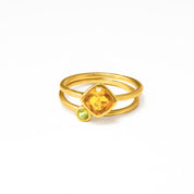 Mixed Shapes Diamond & Tiny Round Stacking Ring Set, Sterling Silver, 18k Vermeil Gold, Birthstone Rings for Mom, Mother's Stackable Rings for Women