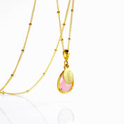 October Birthstone & Name Necklace: Pink Chalcedony