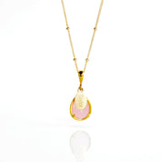 October Birthstone & Name Necklace: Pink Chalcedony