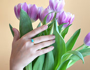 Turquoise teardrop cut bezel set ring - December Birthstone
