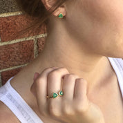 Minimalist Ruby Triangle Studs • July Birthstone