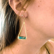 Aqua Chalcedony Adira Bar Triangle Frame Earrings, Sterling Silver or Gold Vermeil, Modern Boho Chic Frame Dangle Earrings for Women, March Birthstone