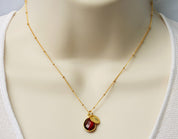 Personalized Birthstone Bezel Station Necklace - Bridesmaid necklace
