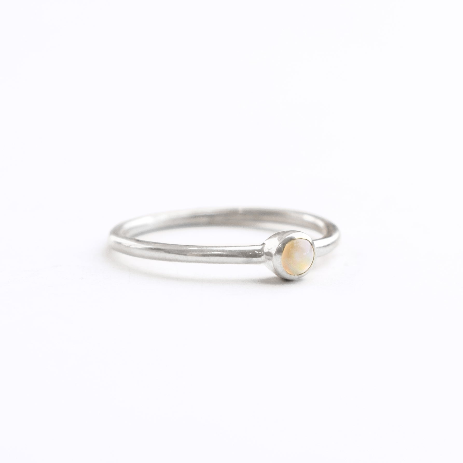 Tiny Stacking Mother's Birthstone Cabochon Rings