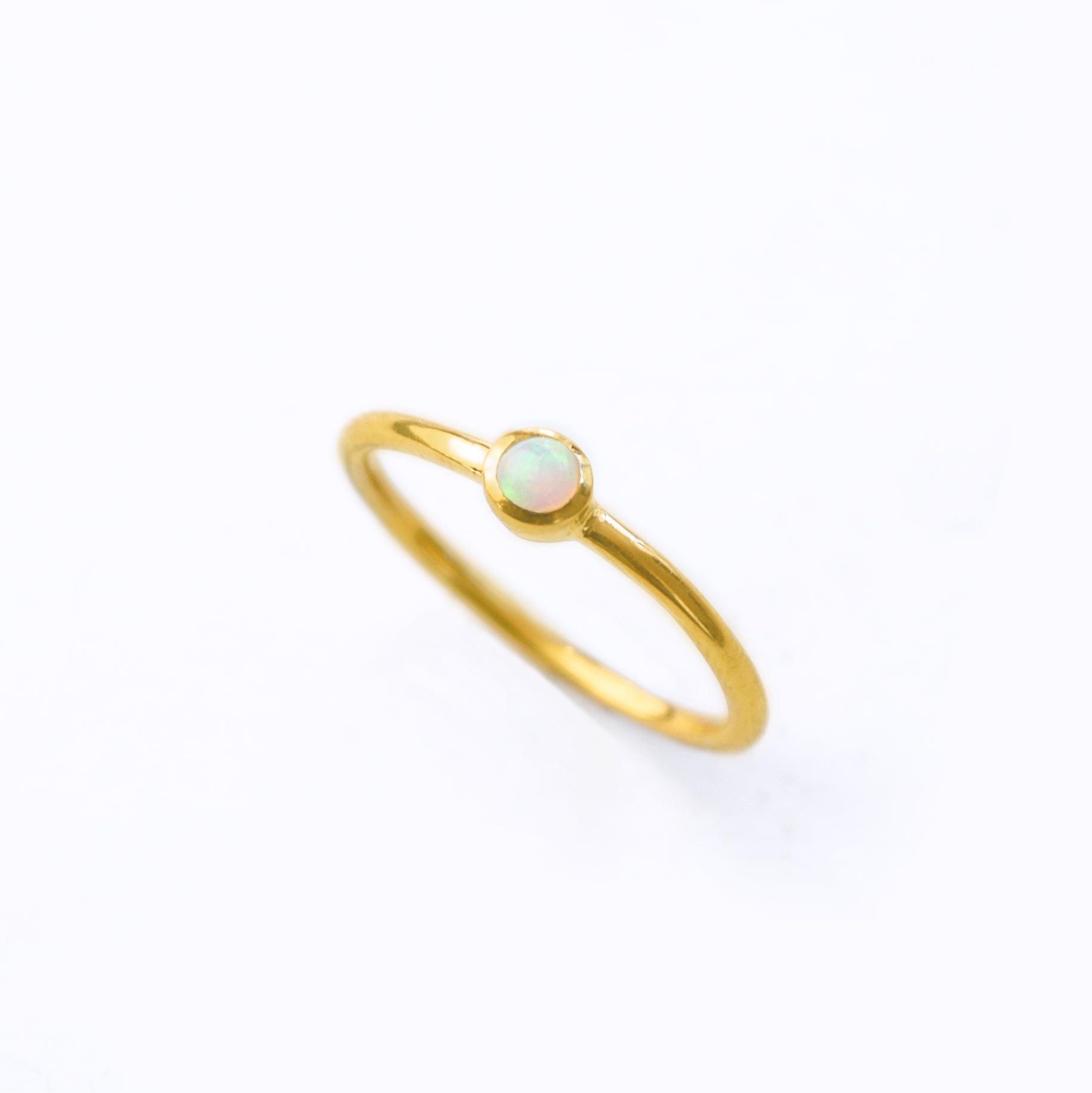 Dainty Stacking Opalite Cabochon Ring - October Birthstone