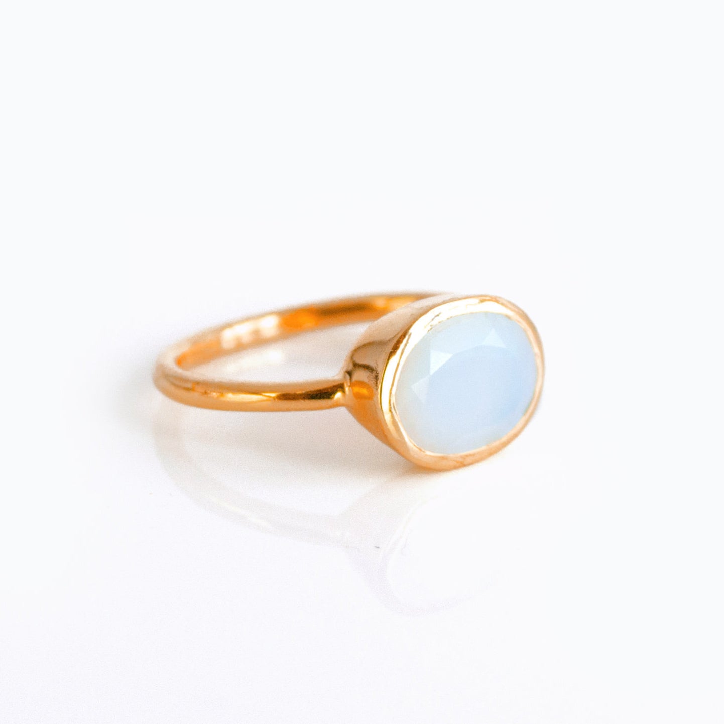 Opalite Oval Bezel  Ring : October Birthstone