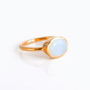 Opalite Oval Bezel  Ring : October Birthstone