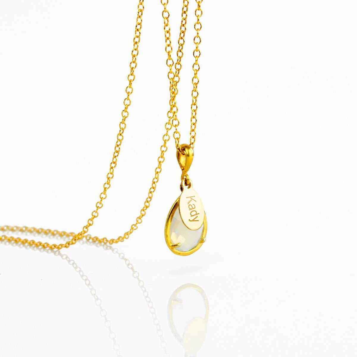 October Birthstone & Name Necklace: Opalite