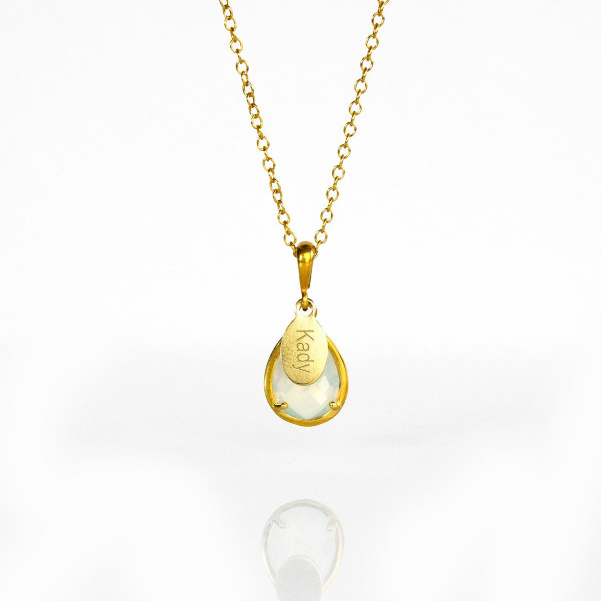 October Birthstone & Name Necklace: Opalite